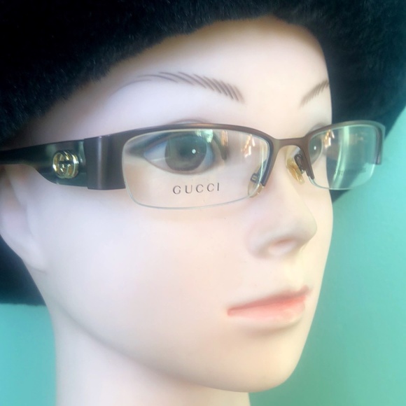 Gucci Brown Half Rim Eyeglasses 2859 Italy /COA - Picture 3 of 11